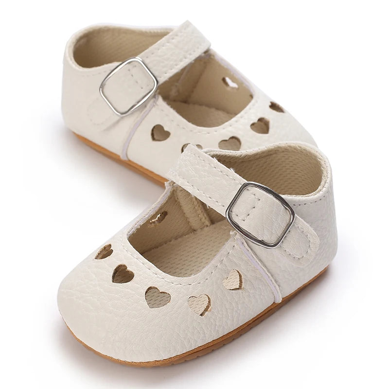 Baby Shoes Girls' Newborn White Series Forefoot Shoes PU Leather Flat Bottom Soft Sole Baby Shoes Bow Baby Princess Shoes