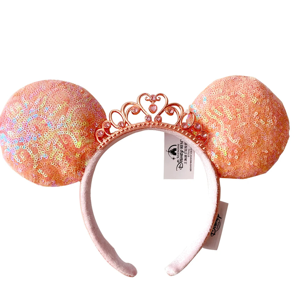 Minnie Mouse Ear Headband For Women Disneyland Headband Mickey Adult/Child Ears Leather Plush Sequin Cosplay Girls Accessories