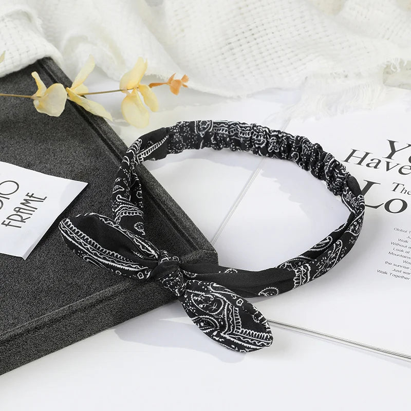 Paisley Bandana Hairbands Cute Rabbit Ear Turban Headwrap Hair Band Girls Accessories Fashion Top Knotted Bow Headband for Women