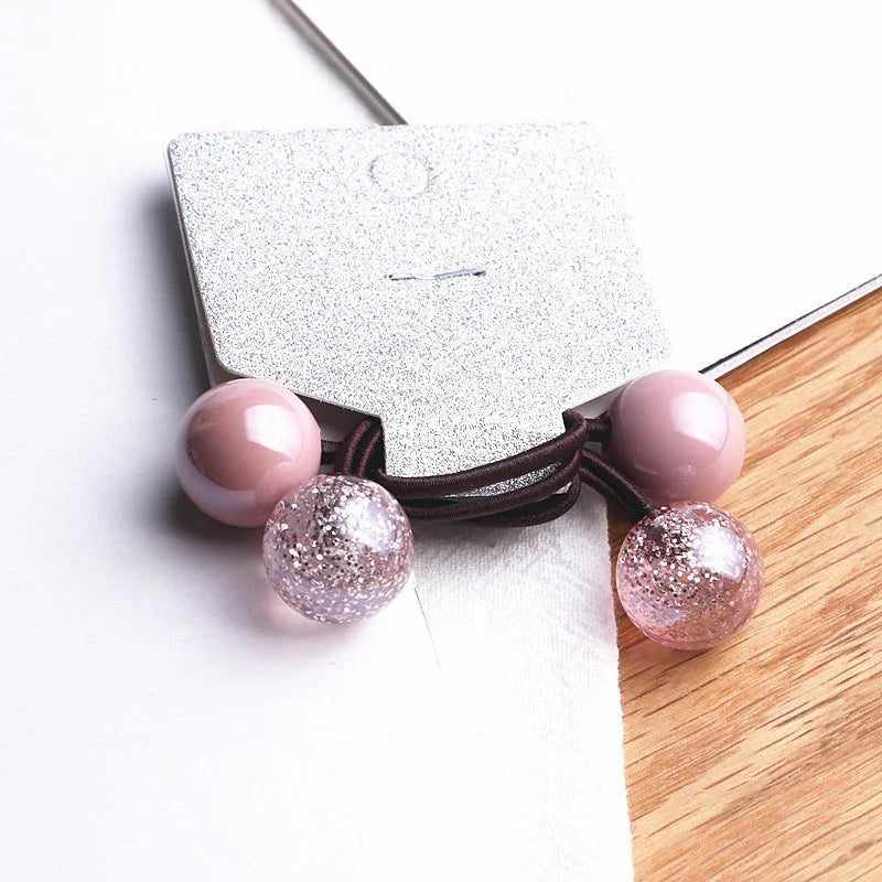2PCS New Ball Solid Contrast Princess Headwear Cute Kids Elastic Hair Bands Children Hair Ropes Girls Accessories Baby Headdress
