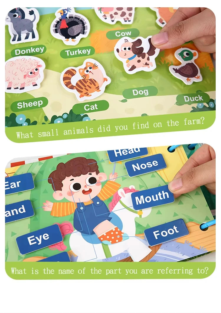 Montessori Baby Busy book My First Quiet Book Paste Early Learning Education Children Toy Matching Puzzles Game For Baby Gift