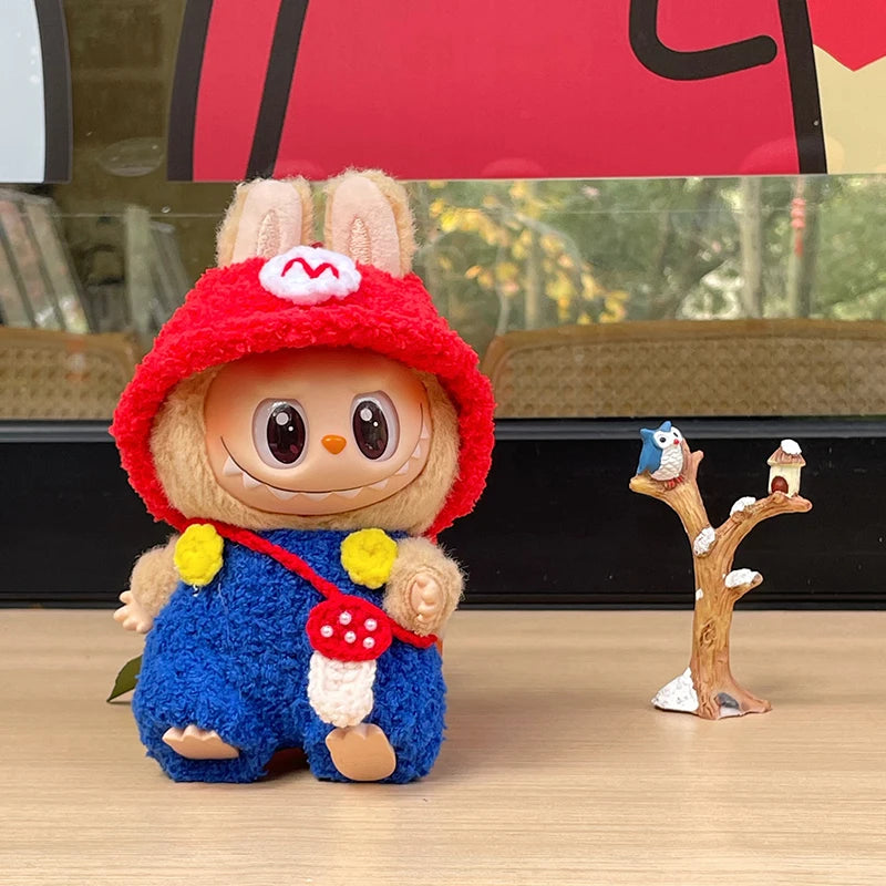 New Doll Clothes Pendant Set LABUBU sitting party clothes Bear Hat Love Sweater Set DIY Doll Accessories Fun Cute Baby Clothes
