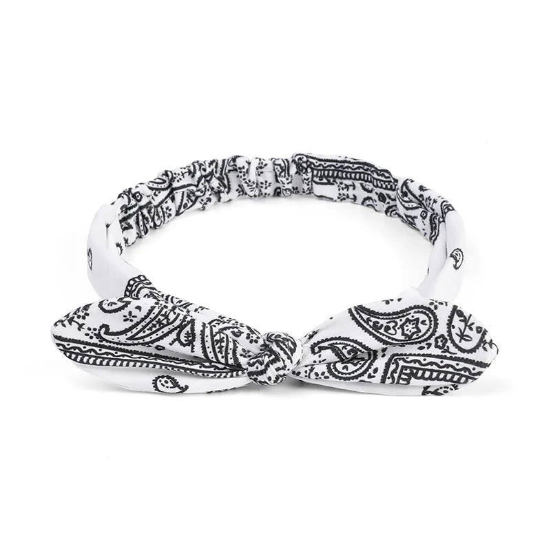 Paisley Bandana Hairbands Cute Rabbit Ear Turban Headwrap Hair Band Girls Accessories Fashion Top Knotted Bow Headband for Women