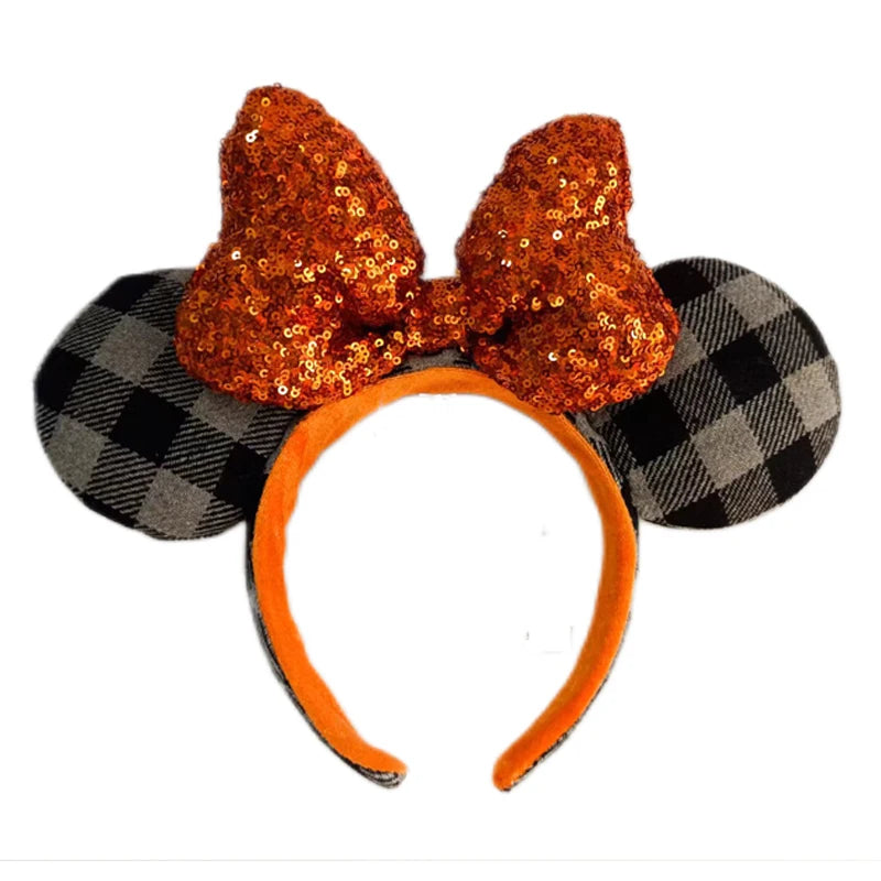 Minnie Mouse Ear Headband For Women Disneyland Headband Mickey Adult/Child Ears Leather Plush Sequin Cosplay Girls Accessories