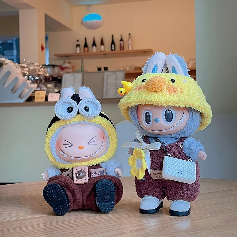 New Doll Clothes Pendant Set LABUBU sitting party clothes Bear Hat Love Sweater Set DIY Doll Accessories Fun Cute Baby Clothes