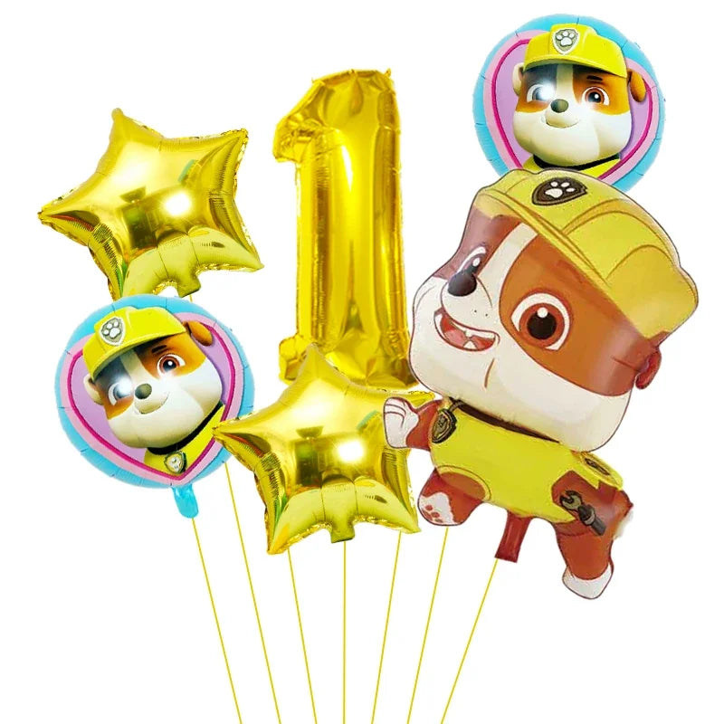 6pcs Cartoon Paw Patrol Theme Foil Balloon Number Balloon Childrens Birthday Party Decoration Baby Gift Party Chase Skye Balloon