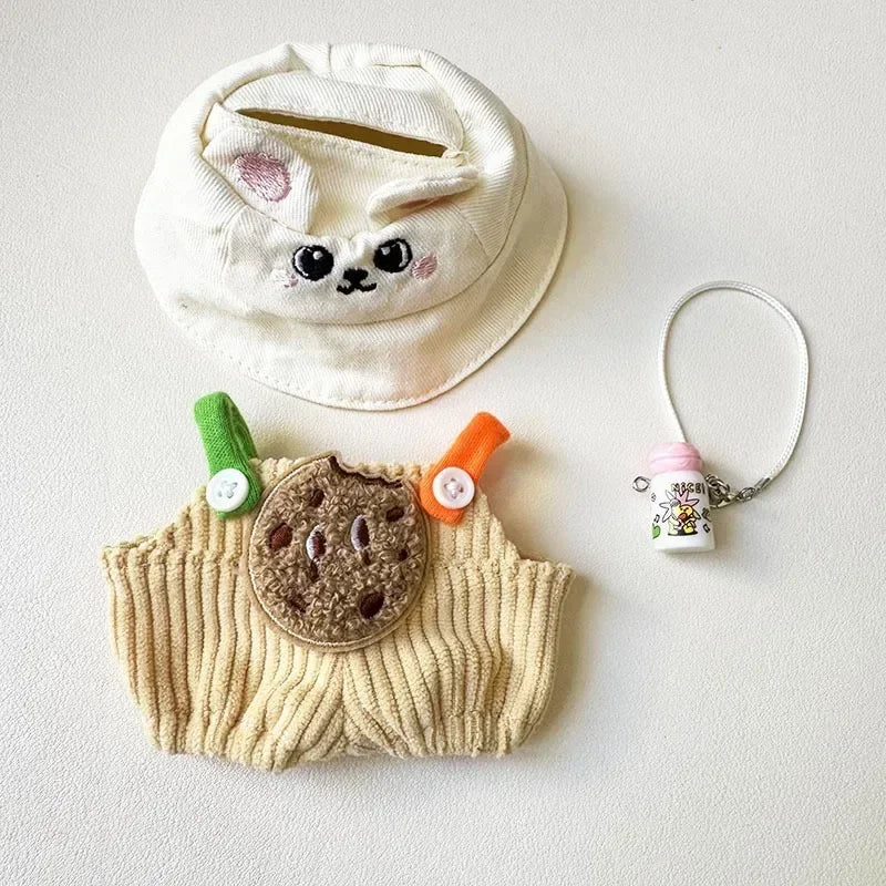 Sitting Party Baby Clothes For 1st &2nd Labubu Pendant Macaron fabric Clothes for Labubu New Cute Shoulder Pants Labubu Outfit