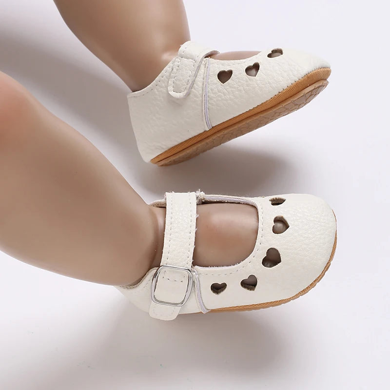 Baby Shoes Girls' Newborn White Series Forefoot Shoes PU Leather Flat Bottom Soft Sole Baby Shoes Bow Baby Princess Shoes