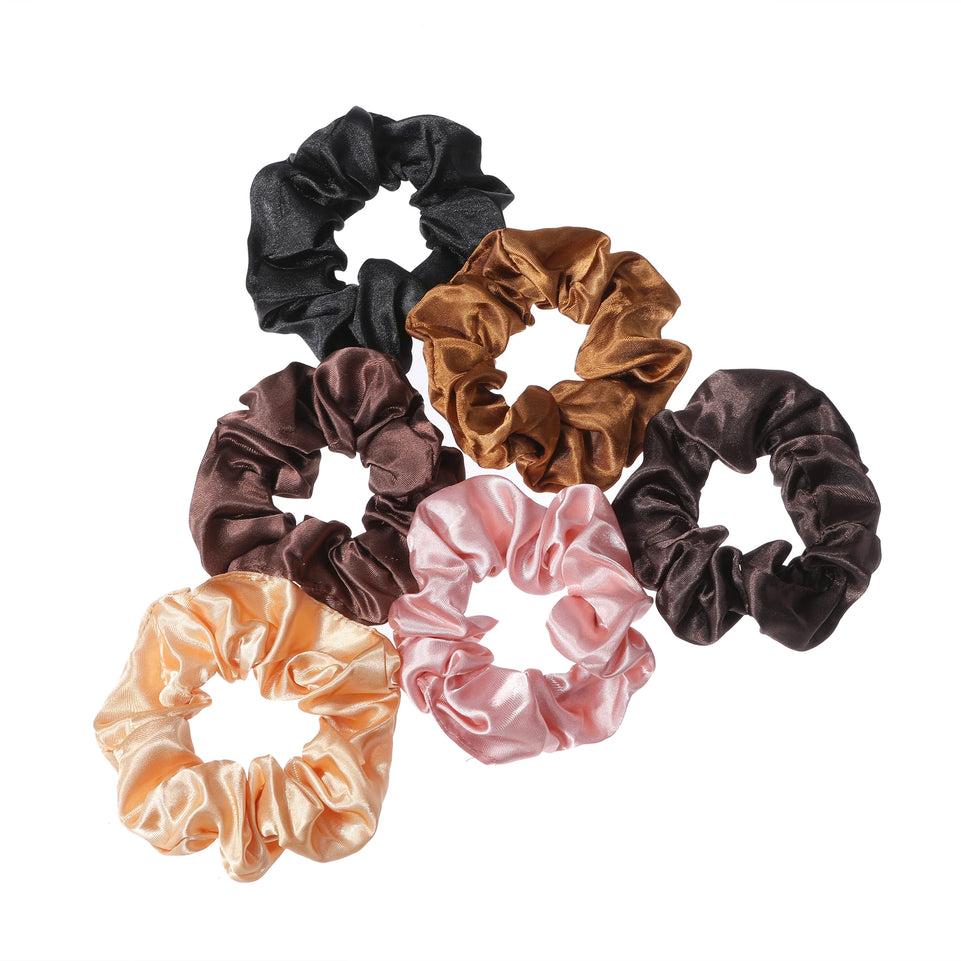 6pcs/lot Hair Scrunchies Bands Scrunchy Ties Ropes Ponytail Holder for Women or Girls Accessories Satin Headwear Solid 100 Color