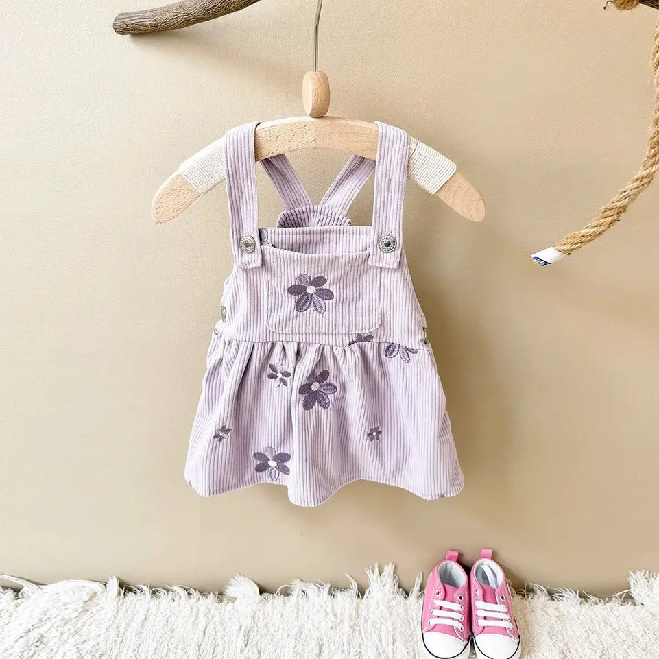 Ins Baby Clothes Girls Denim Dresses Flowers Embroidery Strap Skirt Infant Kids' Dresses One-piece Overall 2 Years Girl Clothes