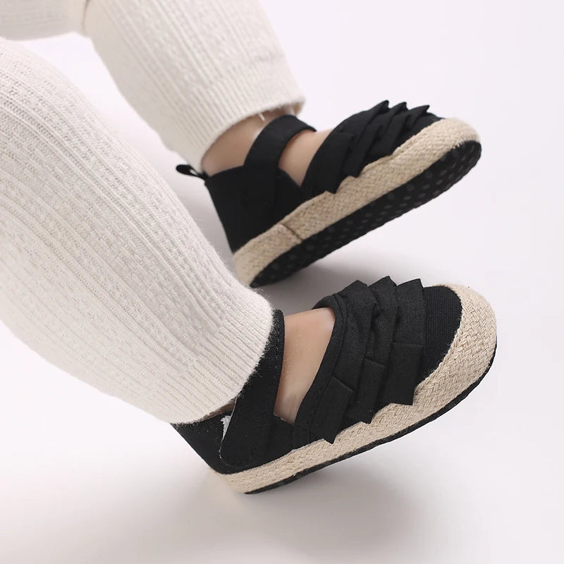 Newborn Baby Shoes Girls' Baby Baby Shoes Princess Flower Baby Cotton Sole First Walking Shoes For 0-18 Months