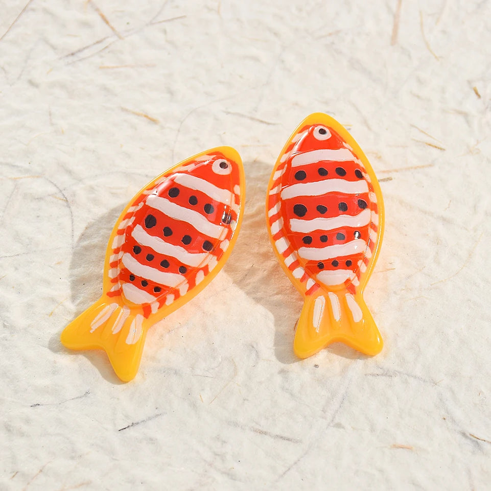 New Lovely Resin Earrings For Women Lovely Fish Acrylic Animal Drop Earring Girls Accessories