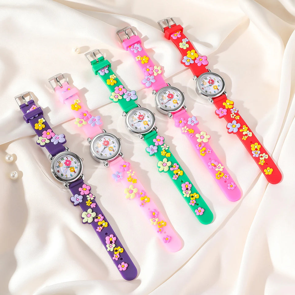 1pc/2pcs/3pcs-Cute creative flower style unicorn quartz watch for children, bracelet necklace set, girls' accessories