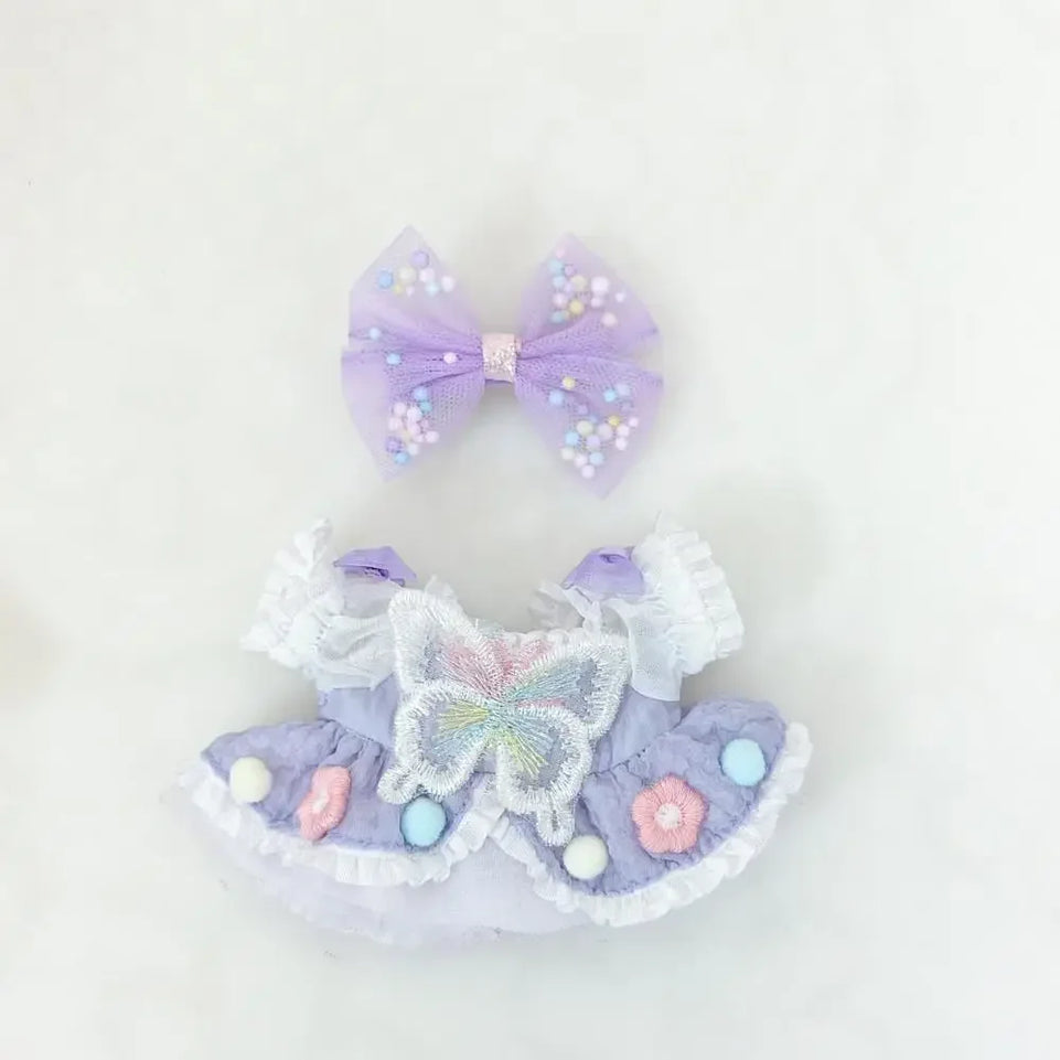 For Ropa labubu v1/v2/v3 pendant baby clothes labubu 3.0 lucky purple bow skirt Outfit Doll Accessories (No dolls)