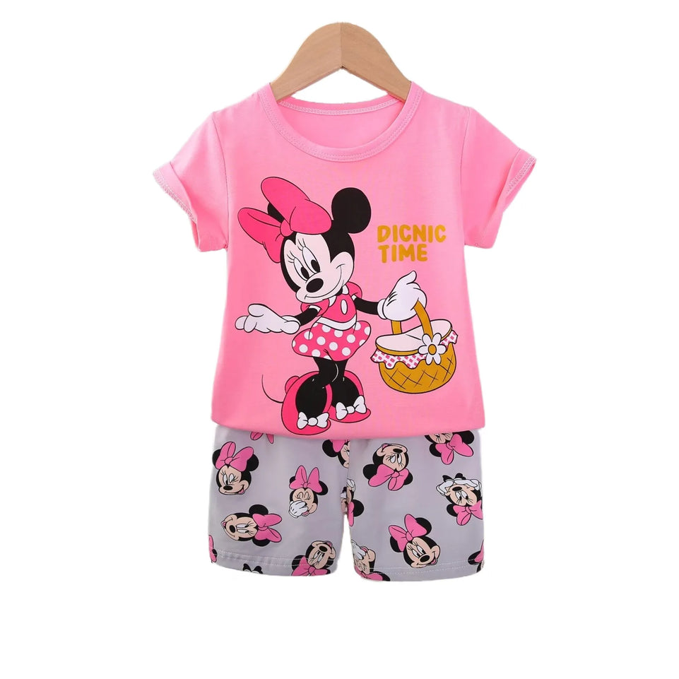 Summer Kids Clothes Set Baby girls T-Shirt + Shorts Clothing Cotton Cartoon Casual girls clothes Children Baby Clothes Set