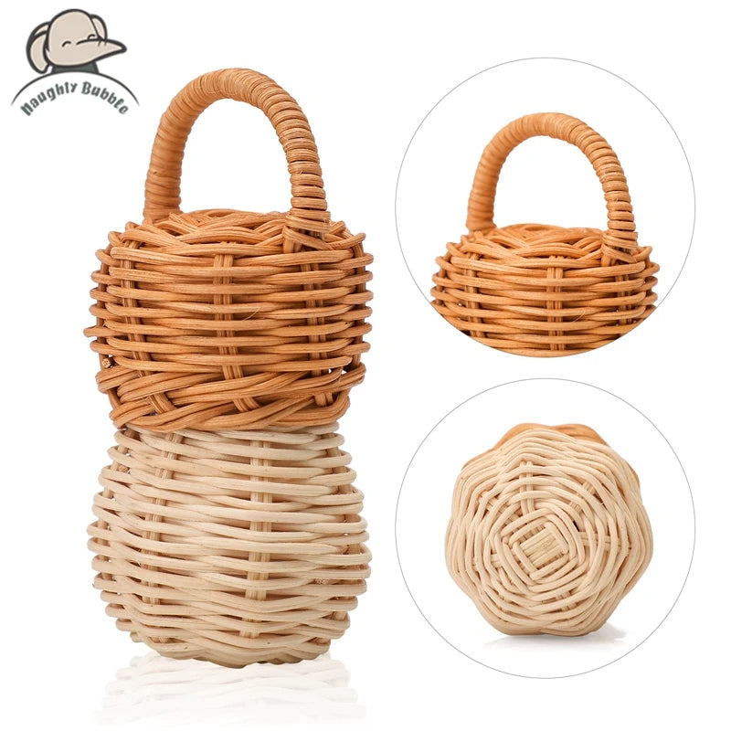 Handmade Rattan Rattles Educational Toys for Kids Crib Mobile Hand Bell Baby Accessories Infant Sensory Toy Baby Teether GIfts
