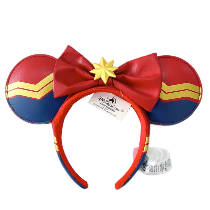 Minnie Mouse Ear Headband For Women Disneyland Headband Mickey Adult/Child Ears Leather Plush Sequin Cosplay Girls Accessories