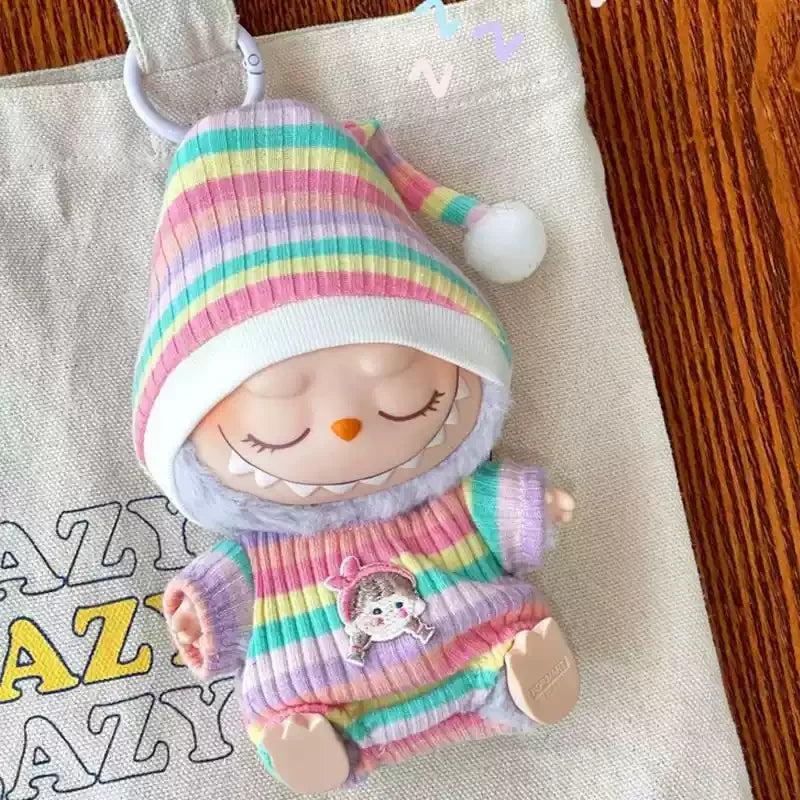 New Doll Clothes Pendant Set LABUBU sitting party clothes Bear Hat Love Sweater Set DIY Doll Accessories Fun Cute Baby Clothes