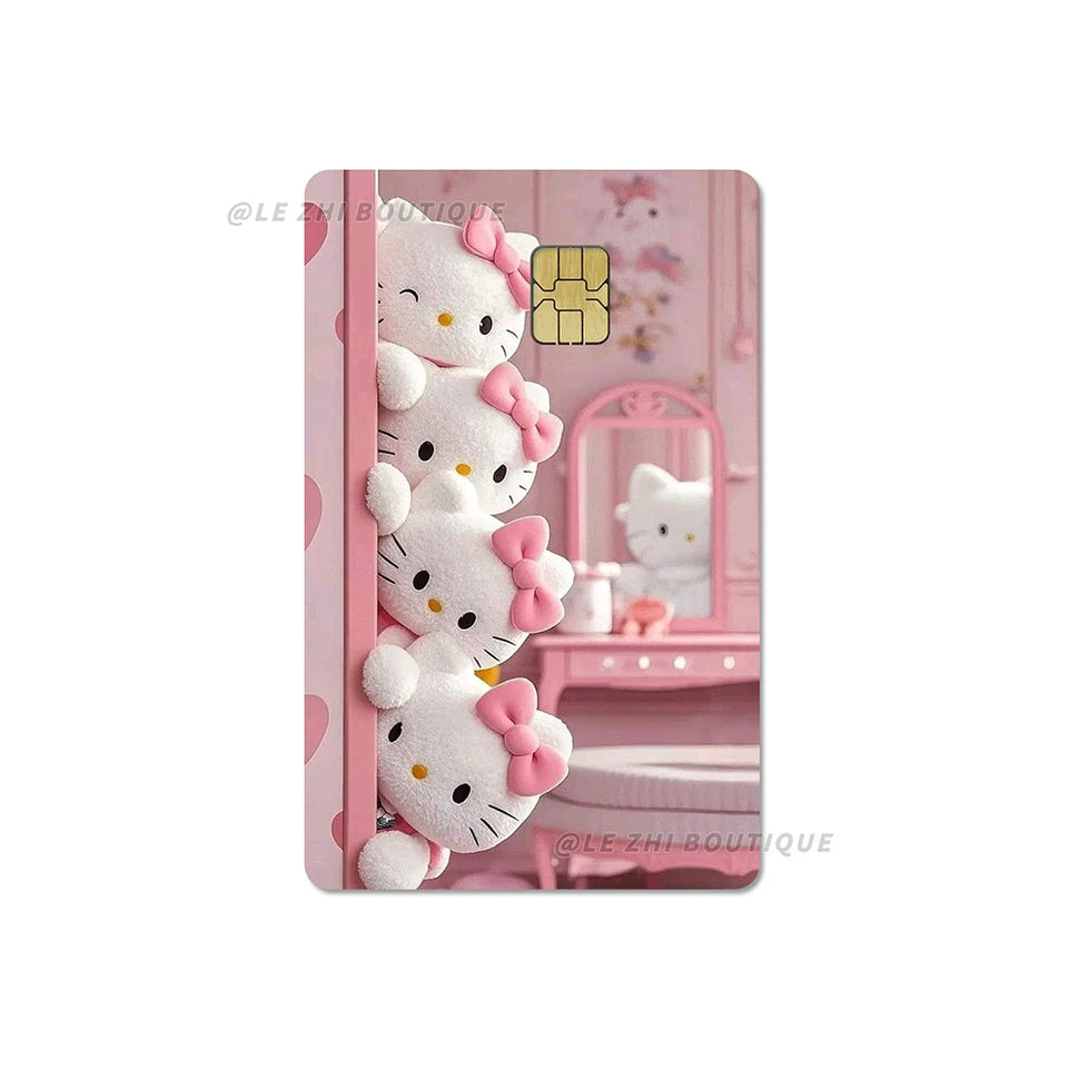Anime Cartoon Sanrio Hello Kitty Credit Card Stickers Kawaii Waterproof Bank Card Bus Metro Sticker Decoration Girls Accessories