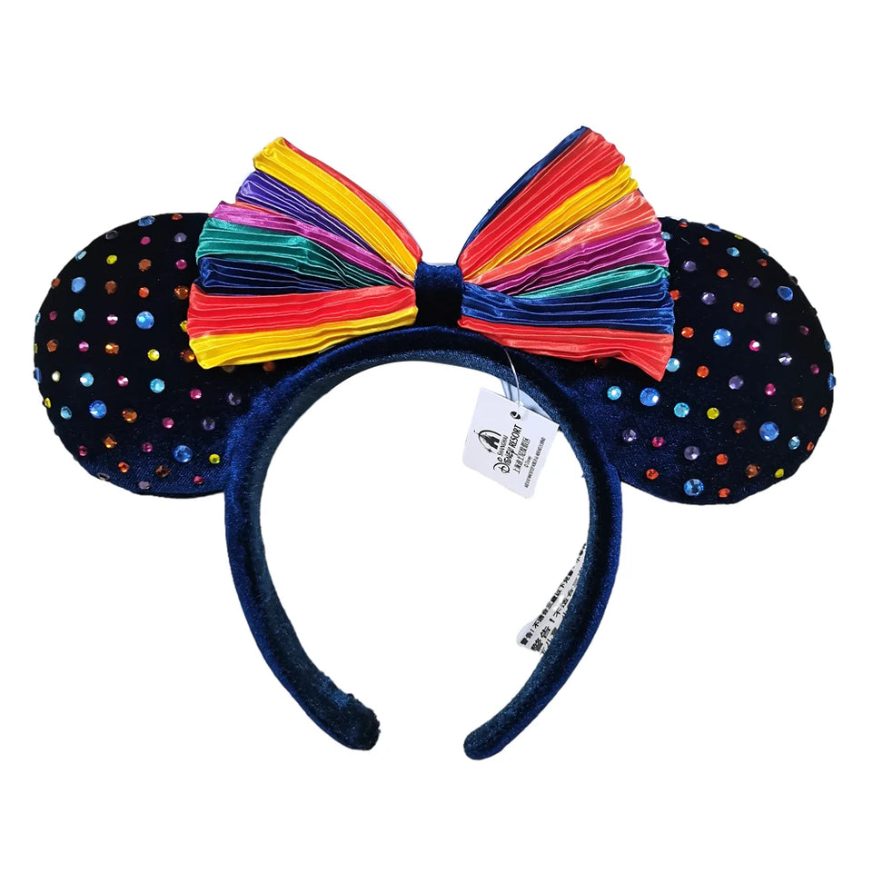 Minnie Mouse Ear Headband For Women Disneyland Headband Mickey Adult/Child Ears Leather Plush Sequin Cosplay Girls Accessories