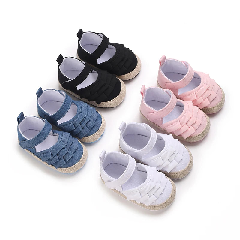 Newborn Baby Shoes Girls' Baby Baby Shoes Princess Flower Baby Cotton Sole First Walking Shoes For 0-18 Months