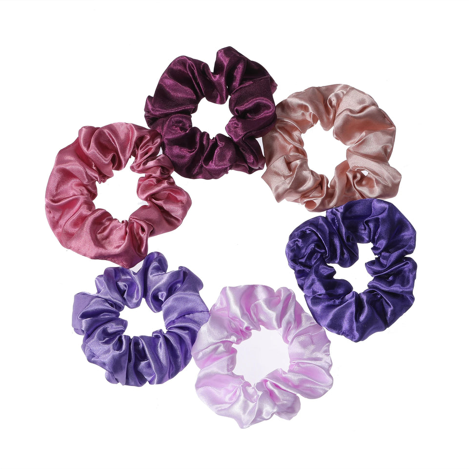 6pcs/lot Hair Scrunchies Bands Scrunchy Ties Ropes Ponytail Holder for Women or Girls Accessories Satin Headwear Solid 100 Color