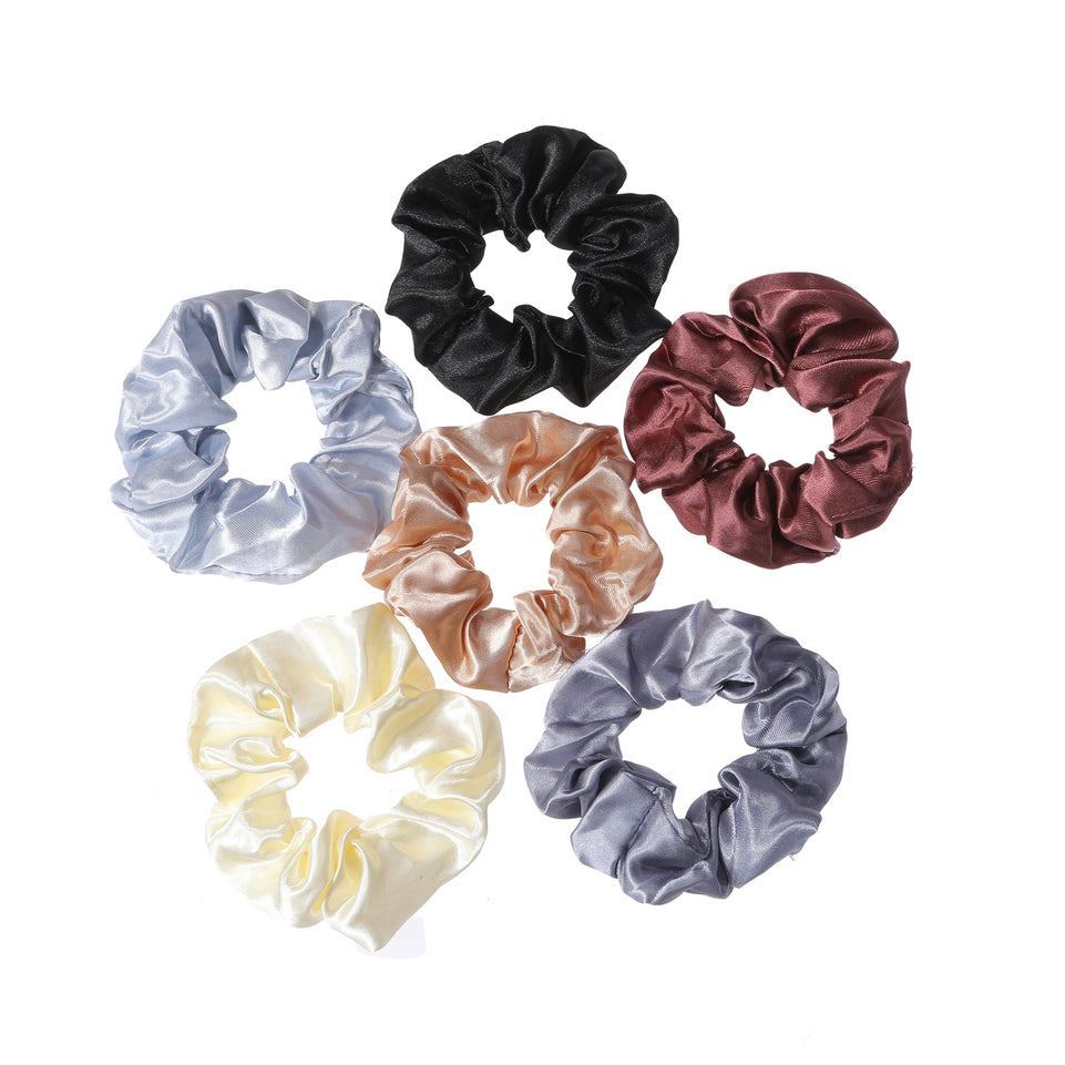 6pcs/lot Hair Scrunchies Bands Scrunchy Ties Ropes Ponytail Holder for Women or Girls Accessories Satin Headwear Solid 100 Color