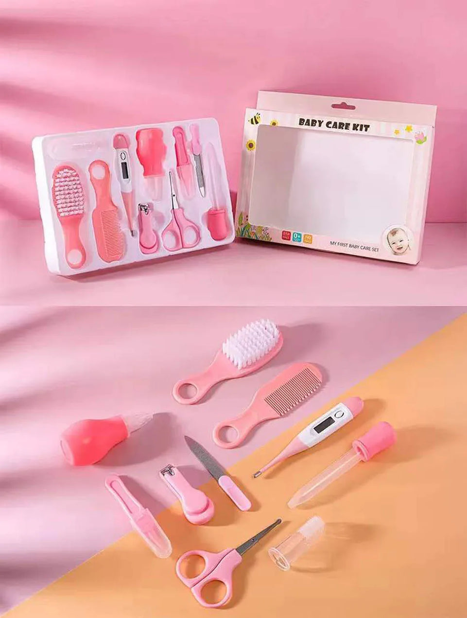 10PCS/Set Baby Health Care Kit Kids Nail Hair Health Care Thermometer Grooming Brush Clipper Teether Toothbrush Baby Essentials