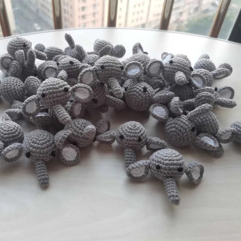5pc Crochet Beads Animal Rabbit Chewable Beads DIY Wooden Teething Knitting Beads Jewelry Crib Sensory Toy Baby Teether