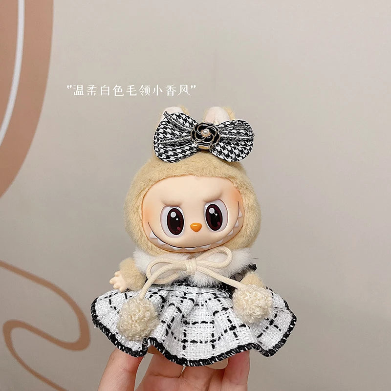 New Doll Clothes Pendant Set LABUBU sitting party clothes Bear Hat Love Sweater Set DIY Doll Accessories Fun Cute Baby Clothes