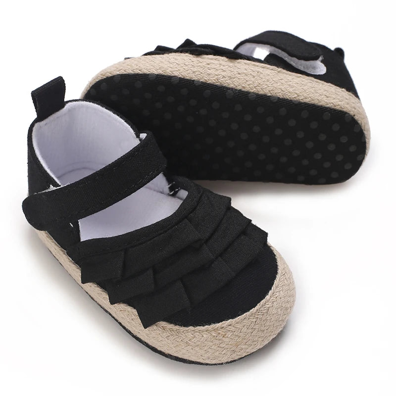 Newborn Baby Shoes Girls' Baby Baby Shoes Princess Flower Baby Cotton Sole First Walking Shoes For 0-18 Months