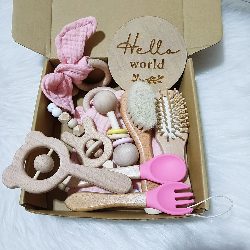 10 Pieces Of Personalized Name Newborn Bath Toy Gift Set 0-12 Months Old Baby Rattle Toy Baby Boy Girl Birth Name Plate Gift Set