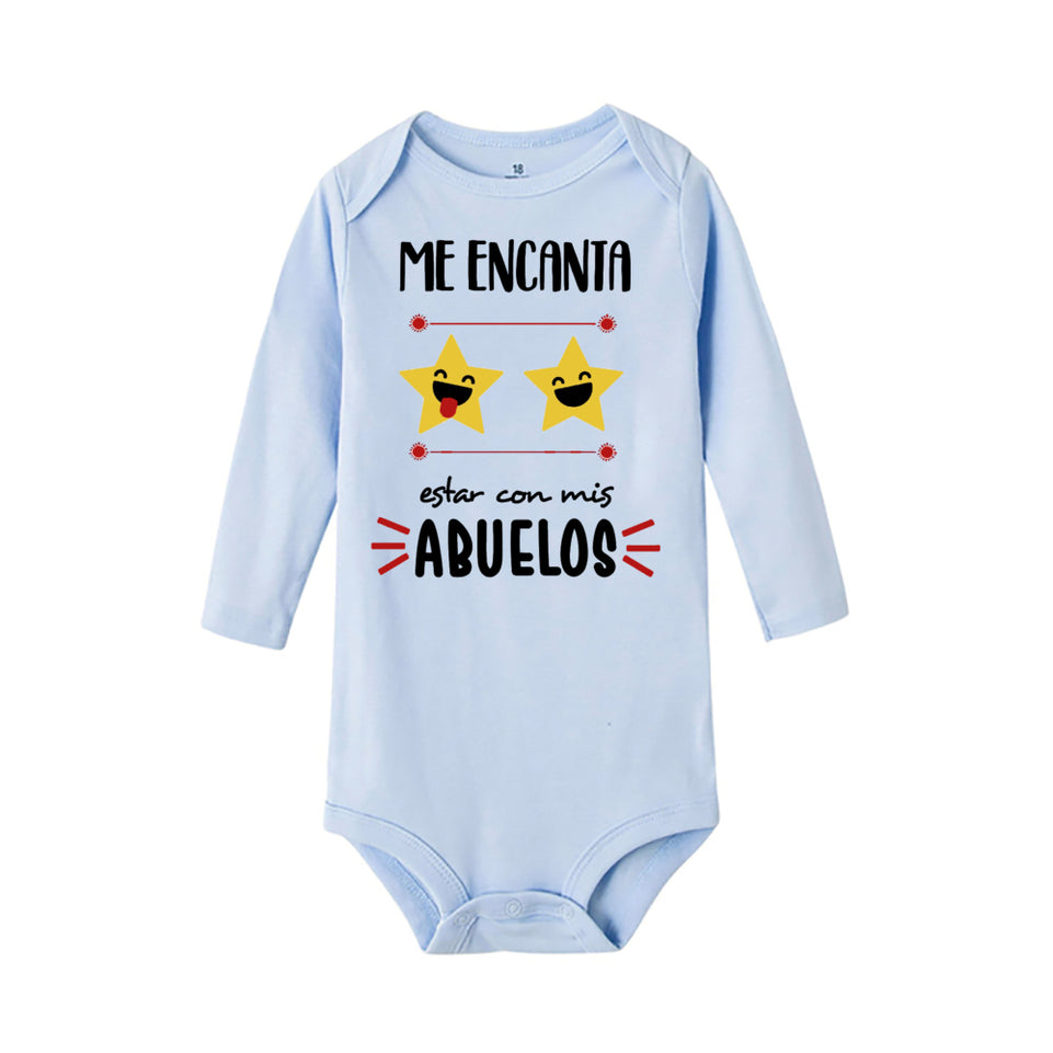 Baby Romper I Enjoy Being with My Grandparents Print Infant Bodysuit Toddler Long Sleeve Rompers Boy Girl Cute Clothes Baby Gift