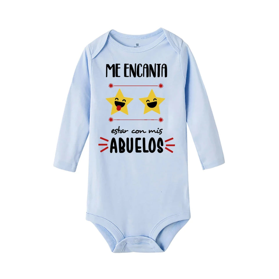 Baby Romper I Enjoy Being with My Grandparents Print Infant Bodysuit Toddler Long Sleeve Rompers Boy Girl Cute Clothes Baby Gift