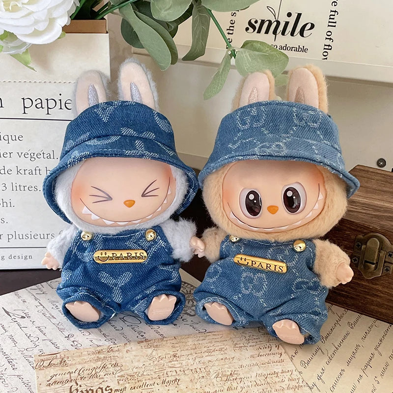 New Doll Clothes Pendant Set LABUBU sitting party clothes Bear Hat Love Sweater Set DIY Doll Accessories Fun Cute Baby Clothes