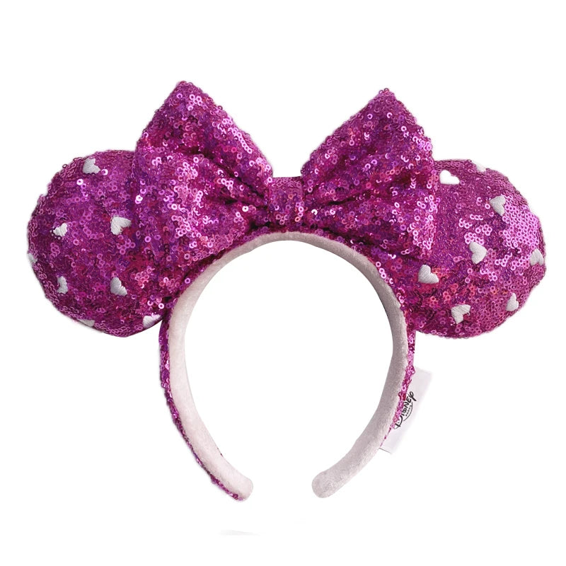Minnie Mouse Ear Headband For Women Disneyland Headband Mickey Adult/Child Ears Leather Plush Sequin Cosplay Girls Accessories