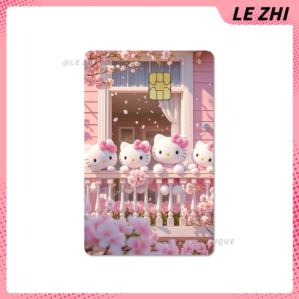 Anime Cartoon Sanrio Hello Kitty Credit Card Stickers Kawaii Waterproof Bank Card Bus Metro Sticker Decoration Girls Accessories