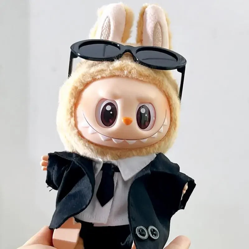 For 17 cm Ropa labubu v1/v2/v3 baby clothes outfit cool suit sunglasses suit doll doll wearing for labubu accessories