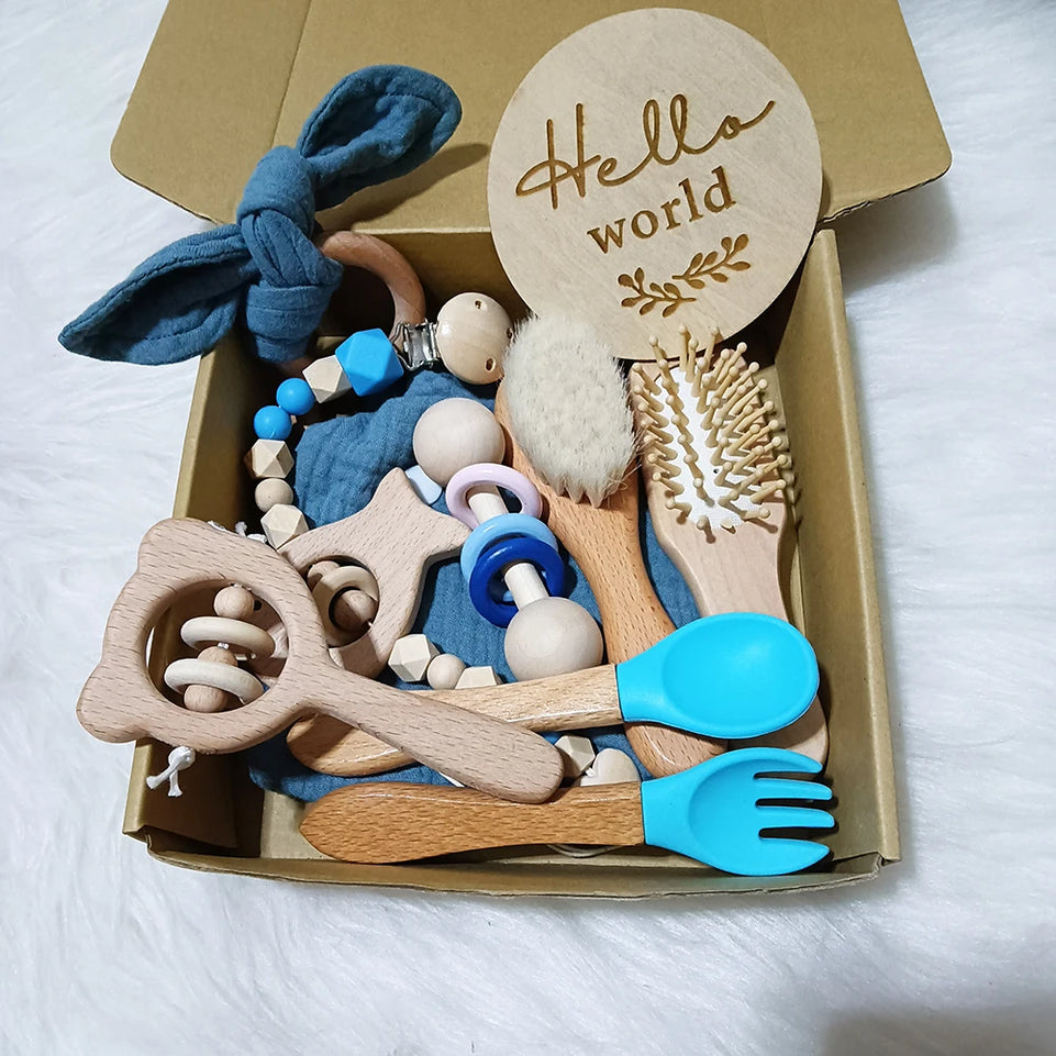 10 Pieces Of Personalized Name Newborn Bath Toy Gift Set 0-12 Months Old Baby Rattle Toy Baby Boy Girl Birth Name Plate Gift Set