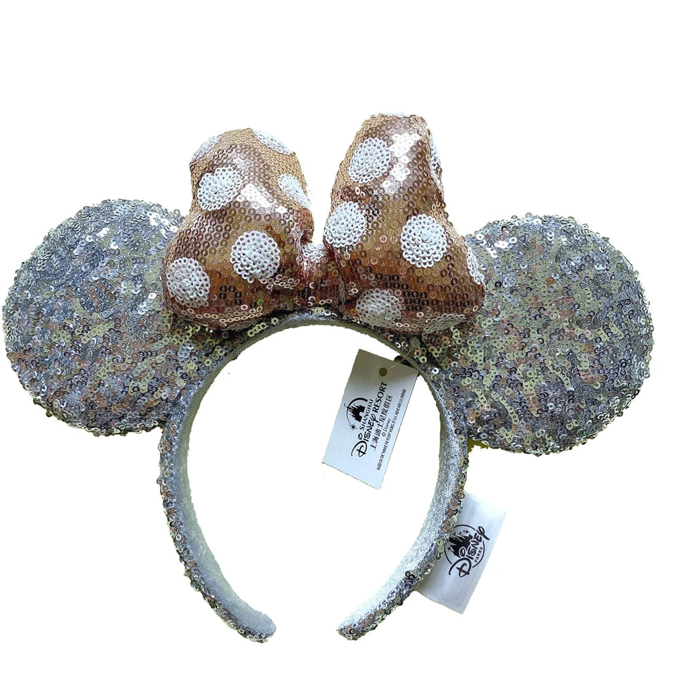 Minnie Mouse Ear Headband For Women Disneyland Headband Mickey Adult/Child Ears Leather Plush Sequin Cosplay Girls Accessories