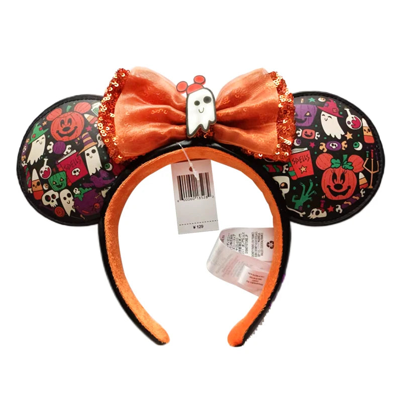 Minnie Mouse Ear Headband For Women Disneyland Headband Mickey Adult/Child Ears Leather Plush Sequin Cosplay Girls Accessories