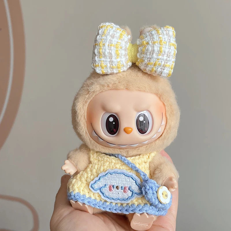New Doll Clothes Pendant Set LABUBU sitting party clothes Bear Hat Love Sweater Set DIY Doll Accessories Fun Cute Baby Clothes