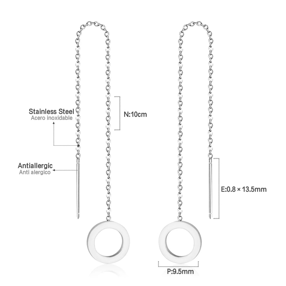 LUXUKISSKIDS Metal Stacked Geometric Dangle Stud Earrings Fashion Girls' Accessories Round Tassel Exaggerated Design Dailywear