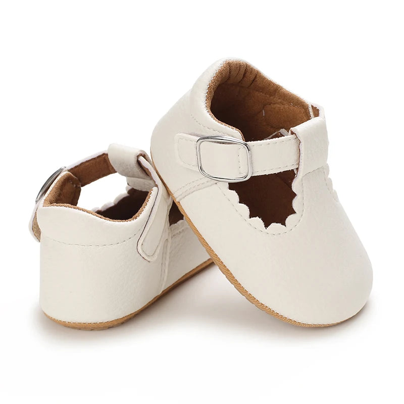 Baby Shoes Girls' Newborn White Series Forefoot Shoes PU Leather Flat Bottom Soft Sole Baby Shoes Bow Baby Princess Shoes