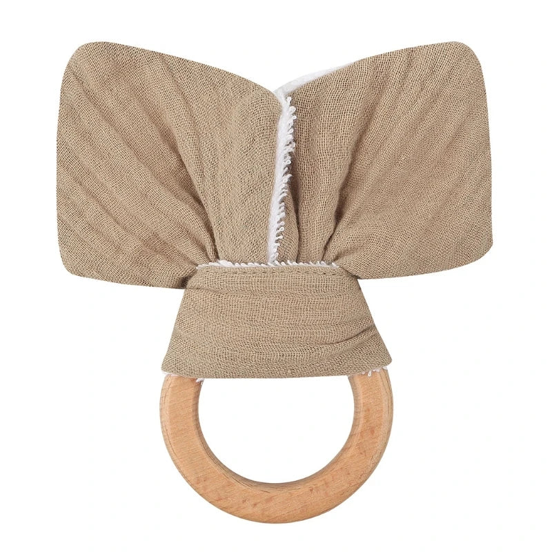 Soft Cotton Ears Teething Chewing Appease Toy Baby Natural Teether Ring Relief Teether
