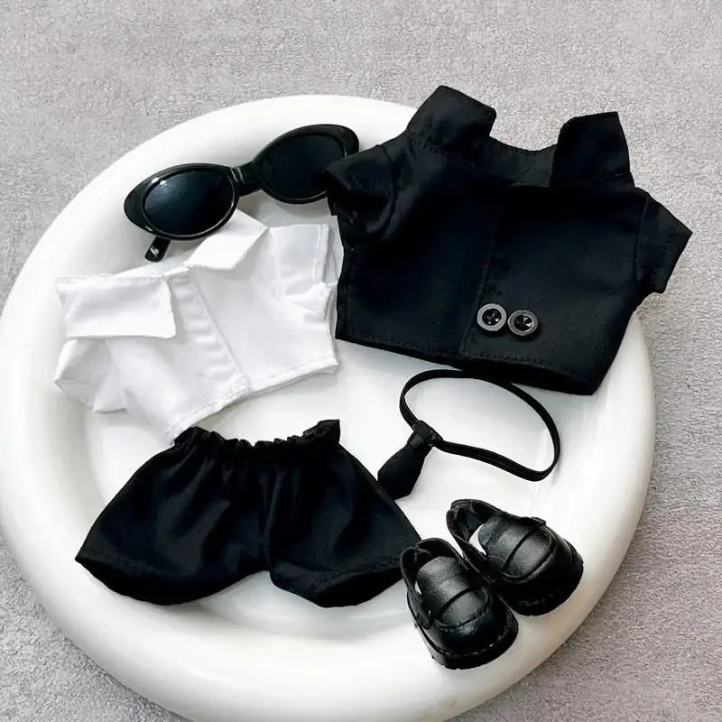 For 17 cm Ropa labubu v1/v2/v3 baby clothes outfit cool suit sunglasses suit doll doll wearing for labubu accessories