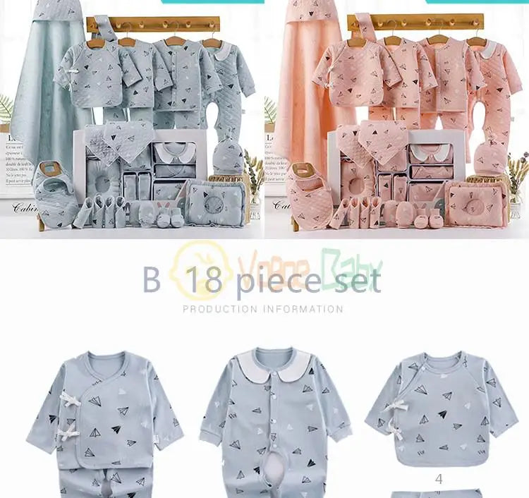 18/22 Pieces Newborn Clothes Baby Gift Pure Cotton Baby Set 0-6 Months Autumn And Winter Kids Clothes Suit Unisex Without Box