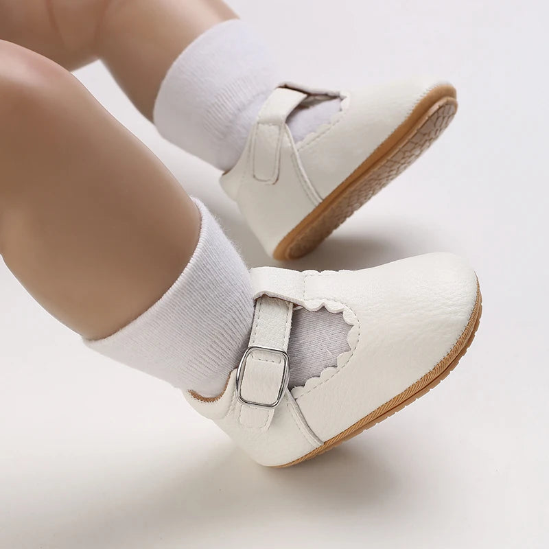 Baby Shoes Girls' Newborn White Series Forefoot Shoes PU Leather Flat Bottom Soft Sole Baby Shoes Bow Baby Princess Shoes