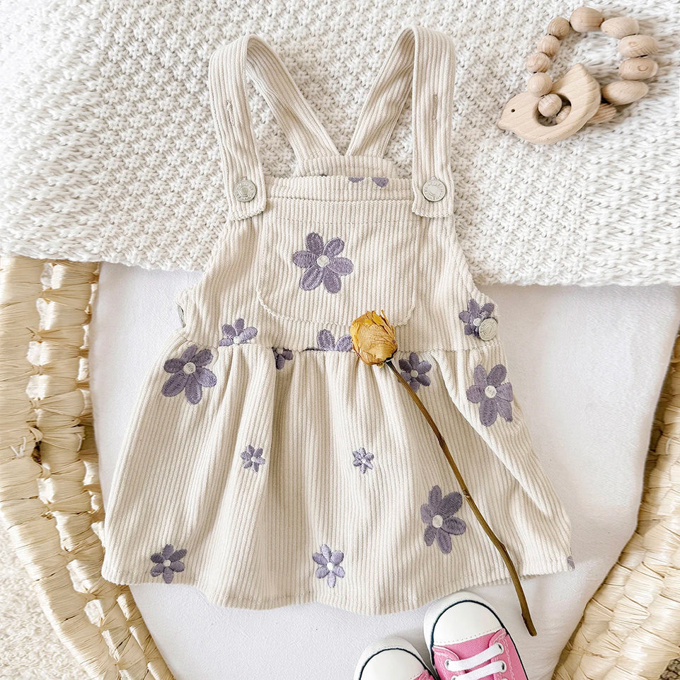 Ins Baby Clothes Girls Denim Dresses Flowers Embroidery Strap Skirt Infant Kids' Dresses One-piece Overall 2 Years Girl Clothes