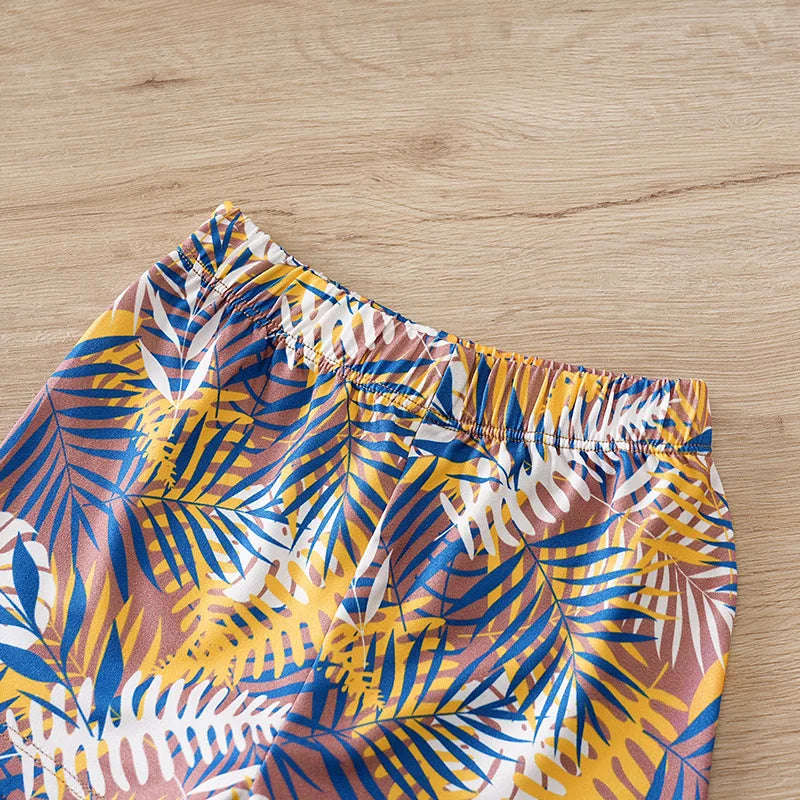 0-18Months Boys and Girls Summer Baby Short-Sleeve Outfit Set Full Print Tropical Beach Plants baby clothes Perfect for Vacation